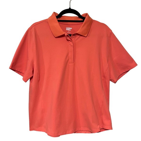 Lands' End Tops - Lands End Women's Polo Shirt Coral Orange Short Sleeve Active Size XL 18 Stretch